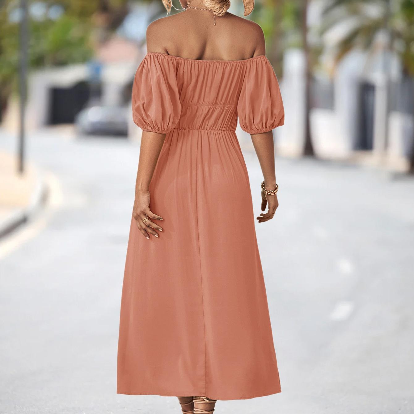 QICED Однотонное платье с принтом Весна Лето на одно плечо с коротким рукавом Женское — фото 6