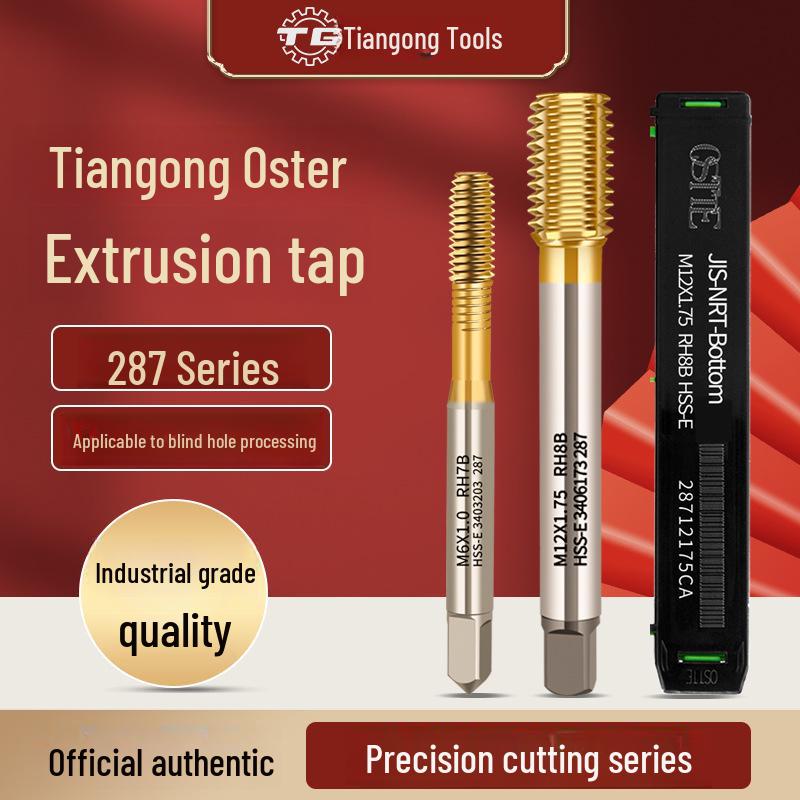 Tiangong Oster High-Speed Steel Blind Hole Taps, Powder Metallurgy, M1-M12, Coarse & Fine Tooth for Stainless Steel Tapping
