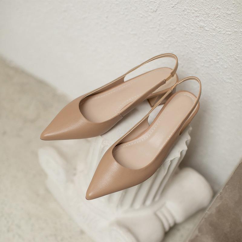 

Обувь большого размера детская сумка голова задняя пустые сандалии новая летняя толстый каблук средний каблук женская обувь 43 абрикосовый