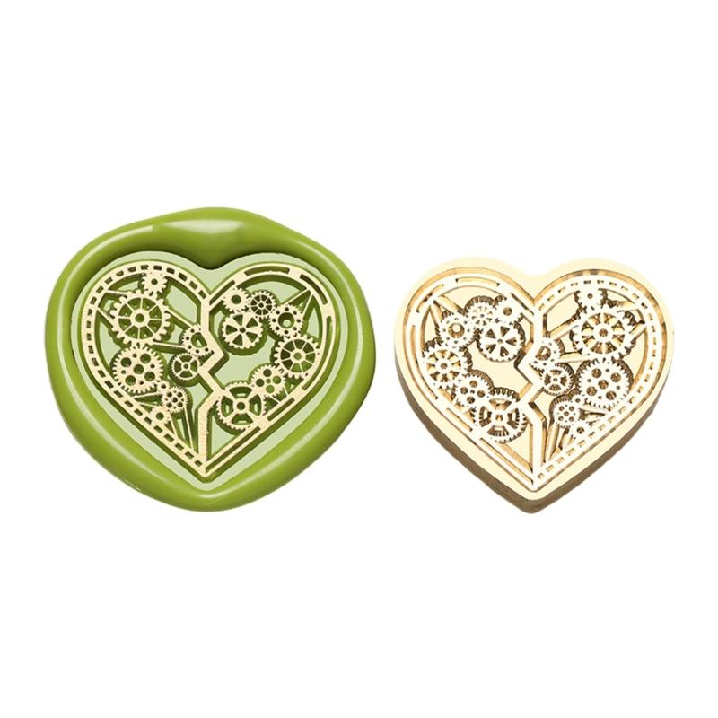 Heart Series Sealing Wax Stamp Head Heart Shaped Wax Seal Stamp for Envelopes Wedding Invitation Decorations Brass