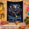 Yuki Tsunoda Personalized Wall Tapestry Custom Name Text Polyester Hanging Decor Home Room