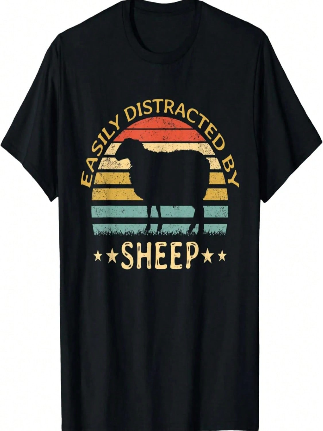 Retro Farmer Funny Sheep Lover Easily Distracted By Sheep T-Shirt S разноцветный
