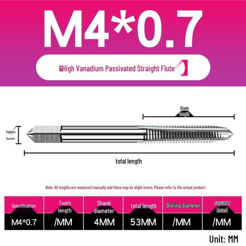 UMLO High Vanadium Spiral Tap Machine for M3-M10 Stainless Steel Tapping