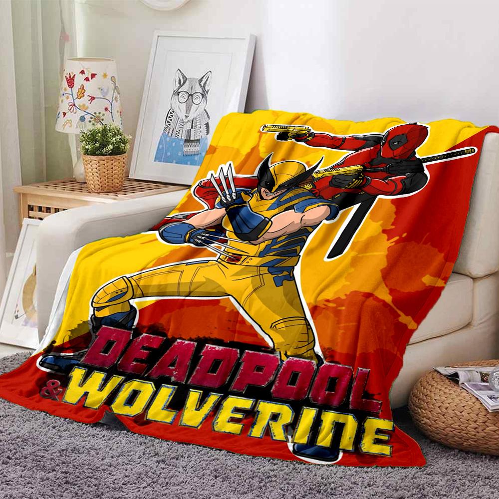 Deadpool Wolverine Team Up Flannel Blanket Super Soft Warm Cozy Blanket For Sofa Bed Office Travel Allseason Home Decor Gift