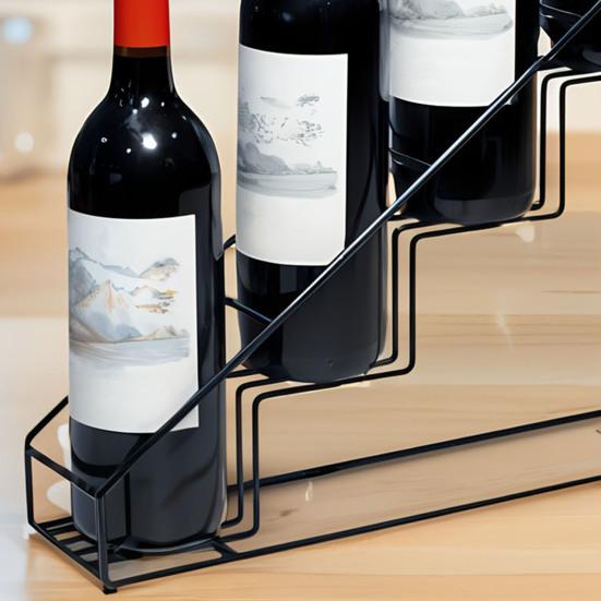 Yousheng Tiered Wine Rack Trapezoidal Step Design Metal Storage Shelf 4-Bottle Holder Kitchen Organizer Coffee Syrup Container Rack