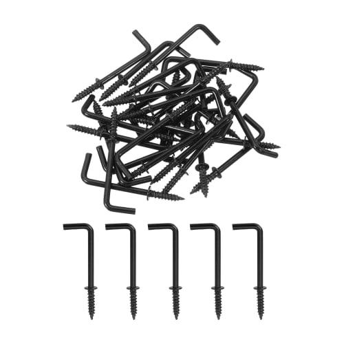 uxcell Western-style Bent Nails, 42mm Total Length, Pack of 50, Right-Angle Hooks, Screw Hooks, L-Shaped Metal Fittings, Carbon Steel, for Constructio
