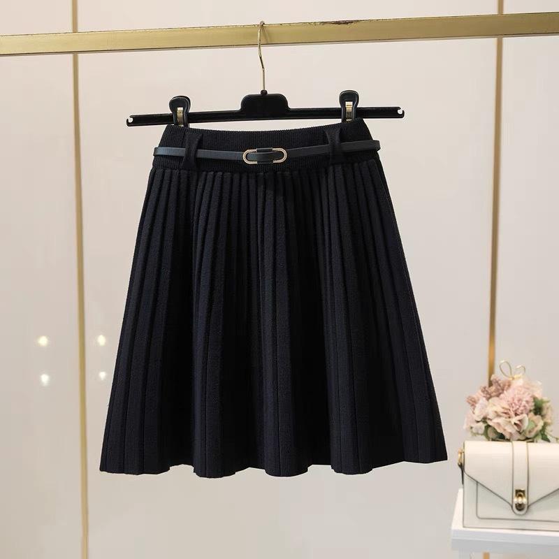Autumn and Winter Women's Knitted Short Skirt with Elastic Belt Fashionable A-line Skirt Loose Short Skirt for Women