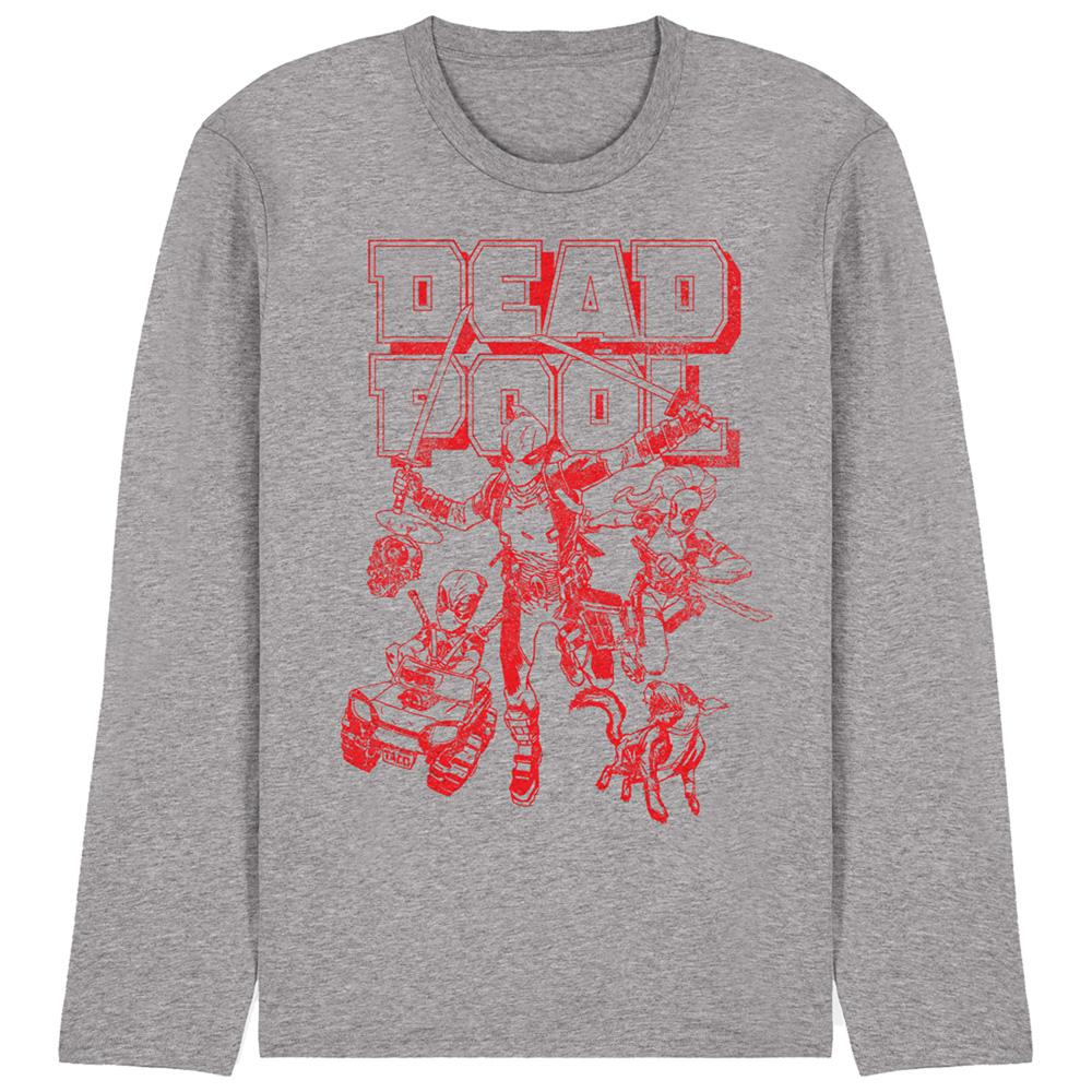 Deadpool Unisex Adult Corps Red Attack Heather Long-Sleeved T-Shirt