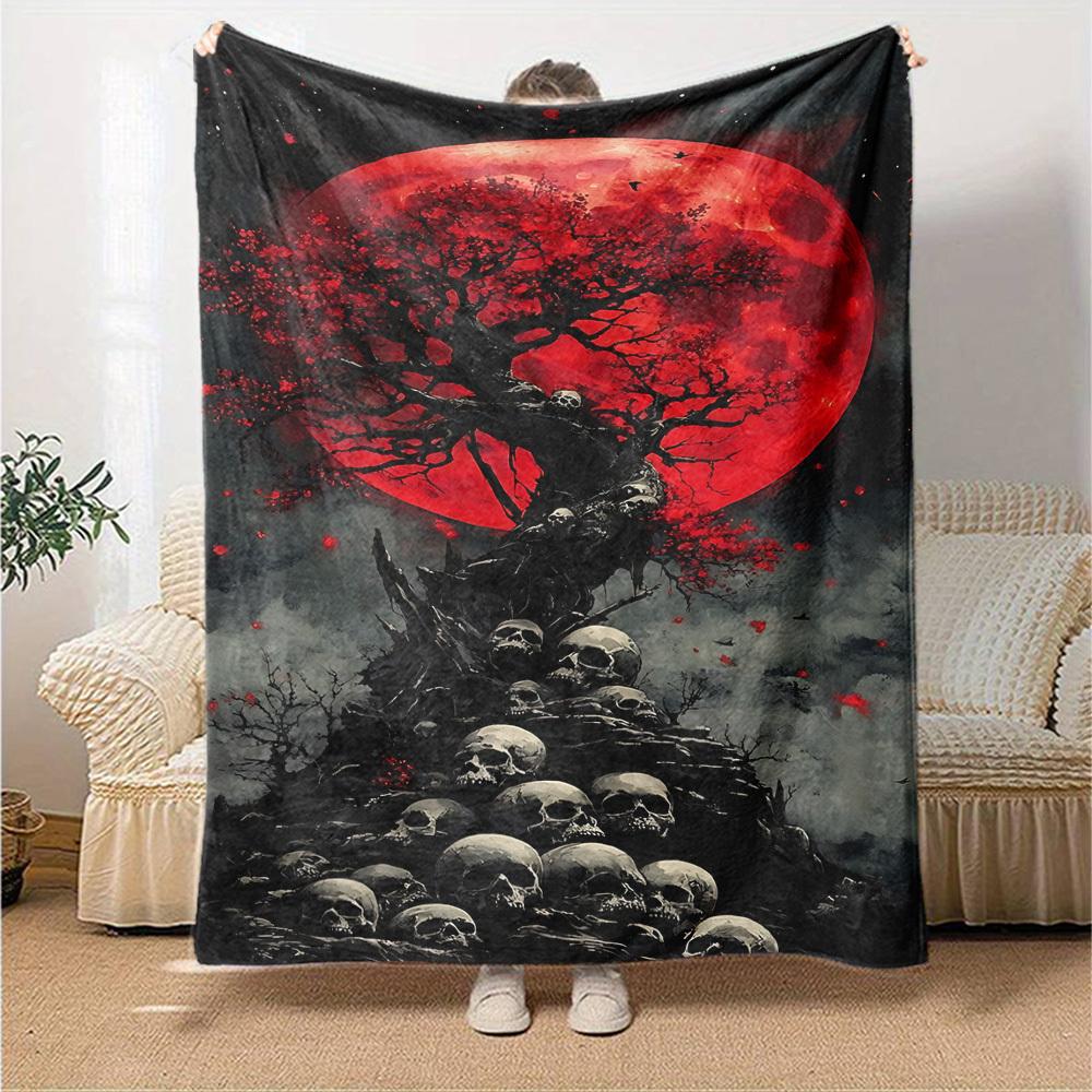 1pc Moonlit, Cemetery Soft Warm Throw Blanket Nap Blanket For Couch Sofa Office Bed Camping Travel,Comfortable