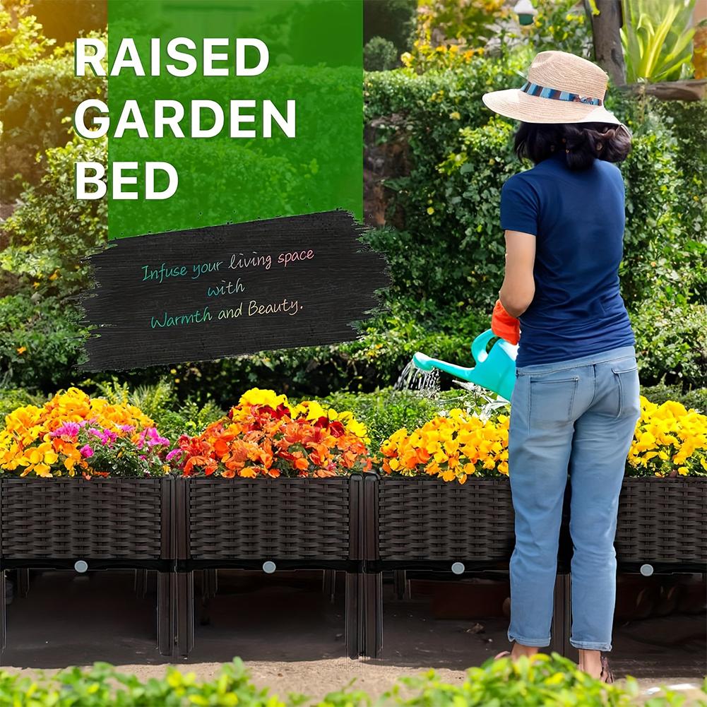 Balcony Vegetable Pot Plastic Raised Garden Bed Elevated Planter Box W/ Legs Planter Vegetables Flower Pot for Garden Deck Yard