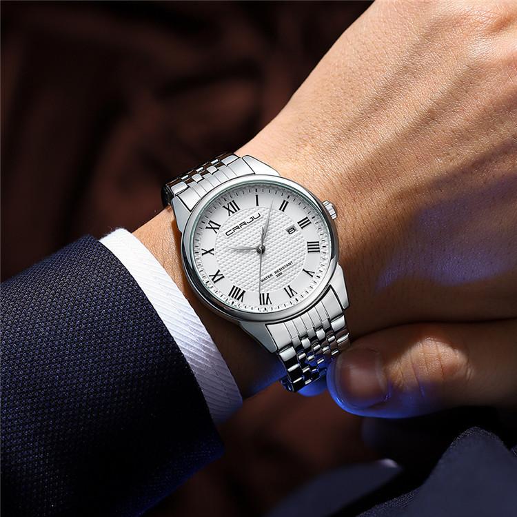 CRRJU Watch 5010 New Steel Strap Men's Watch Simple Fashion Calendar