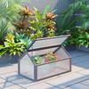 Wooden Cold Frame Garden Polycarbonate Greenhouse with Openable Top Cover, Grow House for Flowers, Vegetables, Plants, 90 X 52 X 50cm, Grey