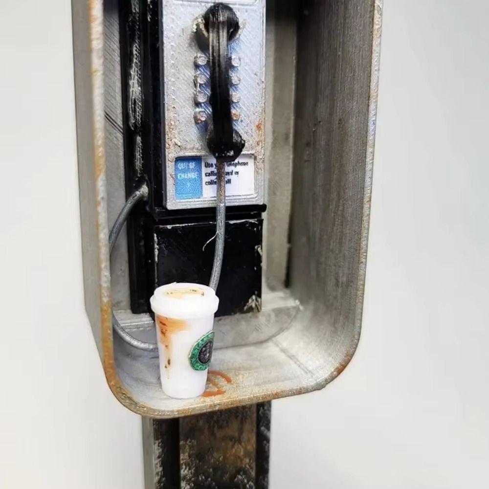 Vintage Style Miniature Payphone Play House Furniture Dollhouse Street Replica Model Accessorries