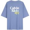 Calvin Klein Trendy Colorful Letter Loose Cotton Short Sleeve T-Shirt Women Tops Nile-Blue 47AB813