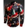 Gift Christmas Tree Print Men's Long Sleeve Shirt Urban Street Men's Fashion Christmas Shirt Autumn And Winter Casual Mens Shirt
