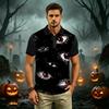 Men's Halloween Short Sleeve Casual Shirt with Turn Down Collar