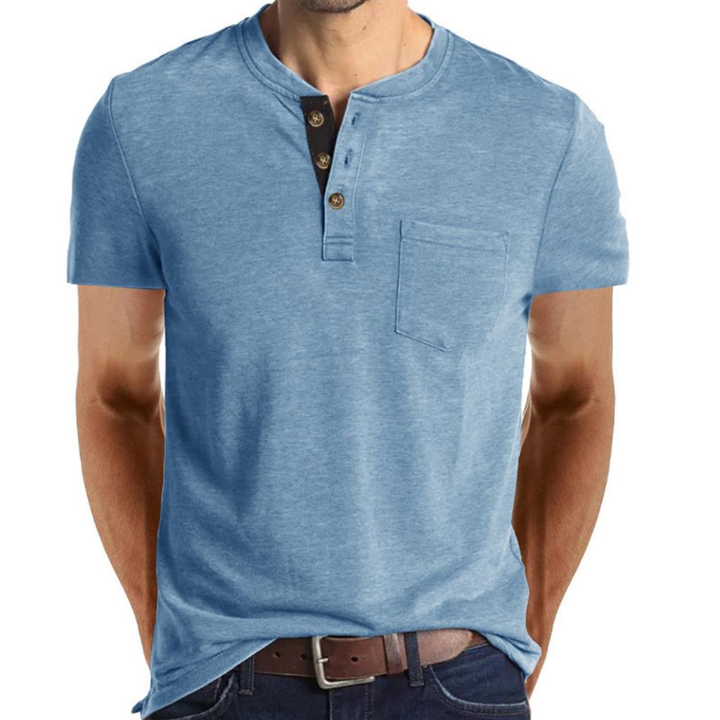 Herren Casual einfarbiges Basis Sportshirt, Herren Rundhals Kurzarm Top