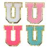 4Pcs Chenille Letters Patches Embroidery Iron On Letters Patch Appliques For Clothing Sticker Diy Accessories Large Size: 8.2Cm