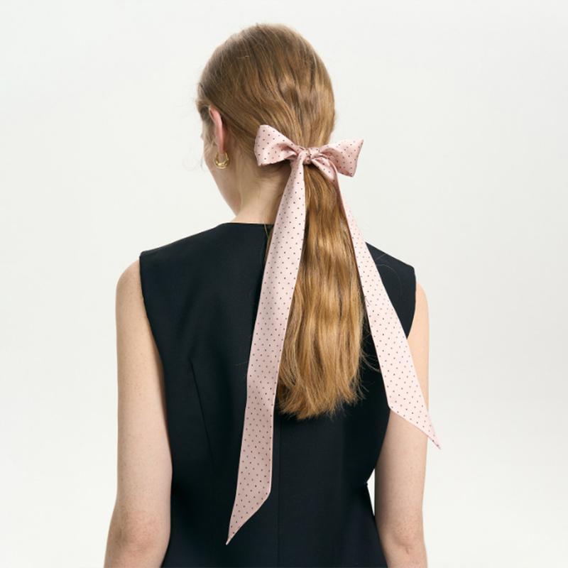 Women Narrow Long Scarf 190X4.5Cm Polka Dot Tie Bag Ribbon Headband Choker Streamer Lady Accessories
