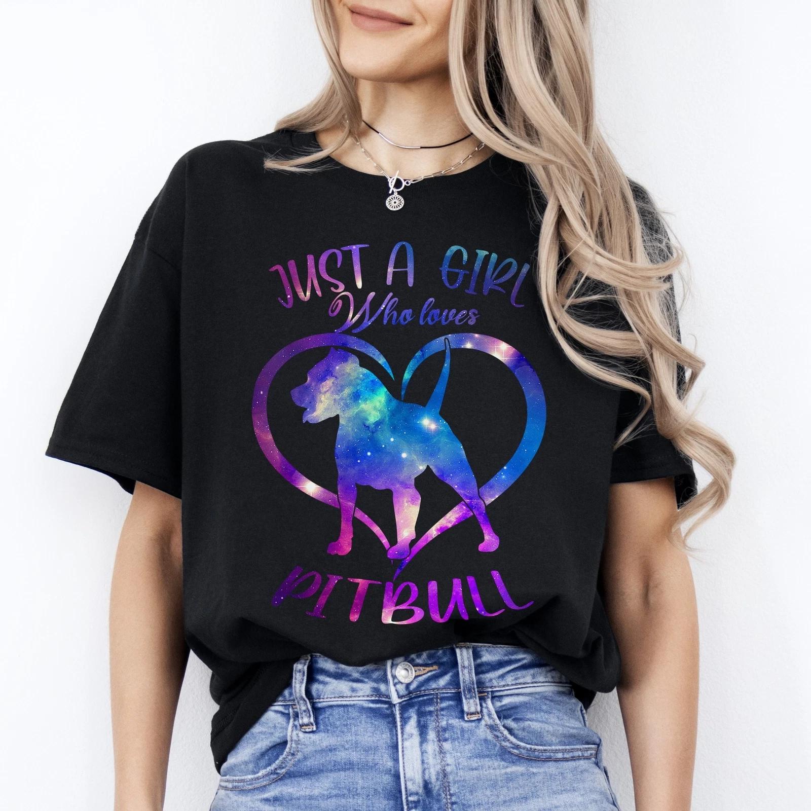 Pitbull mama heart T-Shirt gift Just a girl who loves Pitbull Dog mom Unisex tee S