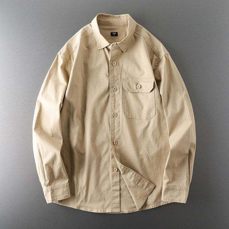 Workwear Shirt Men's American Retro Pure Cotton Trendy Ins Export Export Tail Single Men's Clothing Men Mountain Shirt Coat