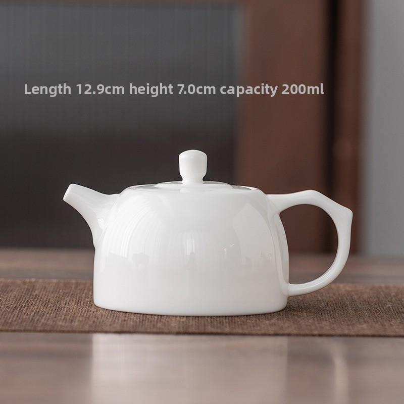 White Porcelain Teapot Handmade Ceramic Kungfu Tea Set with Side Handle Xishi Style 201-300ml
