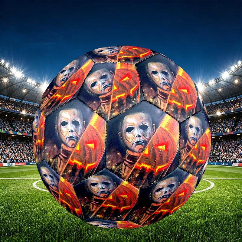 Michael Myers Print Size 5 Soccer Ball, PU Wear Resistant Football for Match Training and Daily Practice, Birthday Gift for Soccer Fans