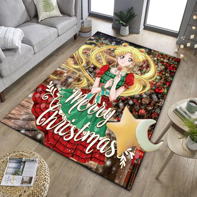 Christmas anime Princess Office Rug Chair Mat, Game Carpet, Suitable for Front Door, Bedroom, Living Room, Desk, Holiday Gift