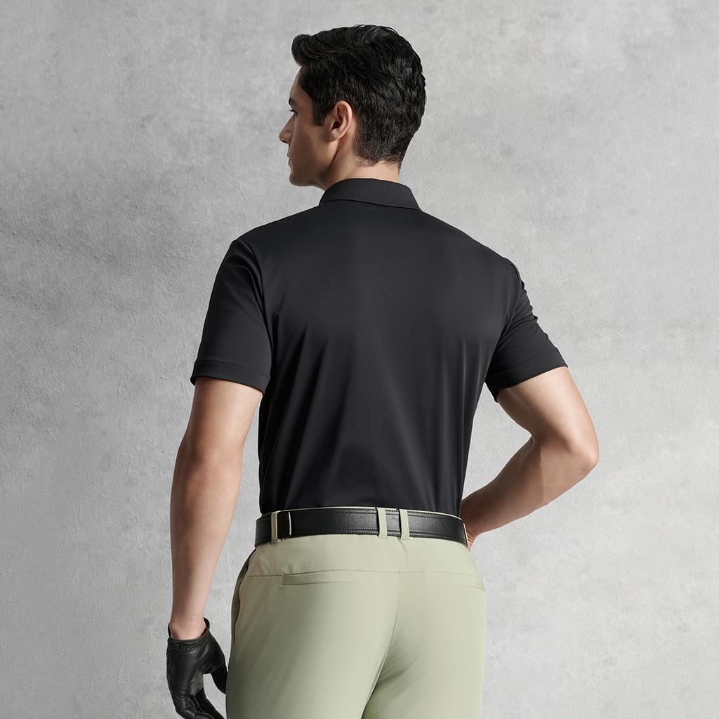 Fila Golf Series Fashionable Simple Versatile Comfortable Casual Sports Knit Short Sleeve Polo Shirt Men Polo Shirts Deep-Black A11M535104FBK