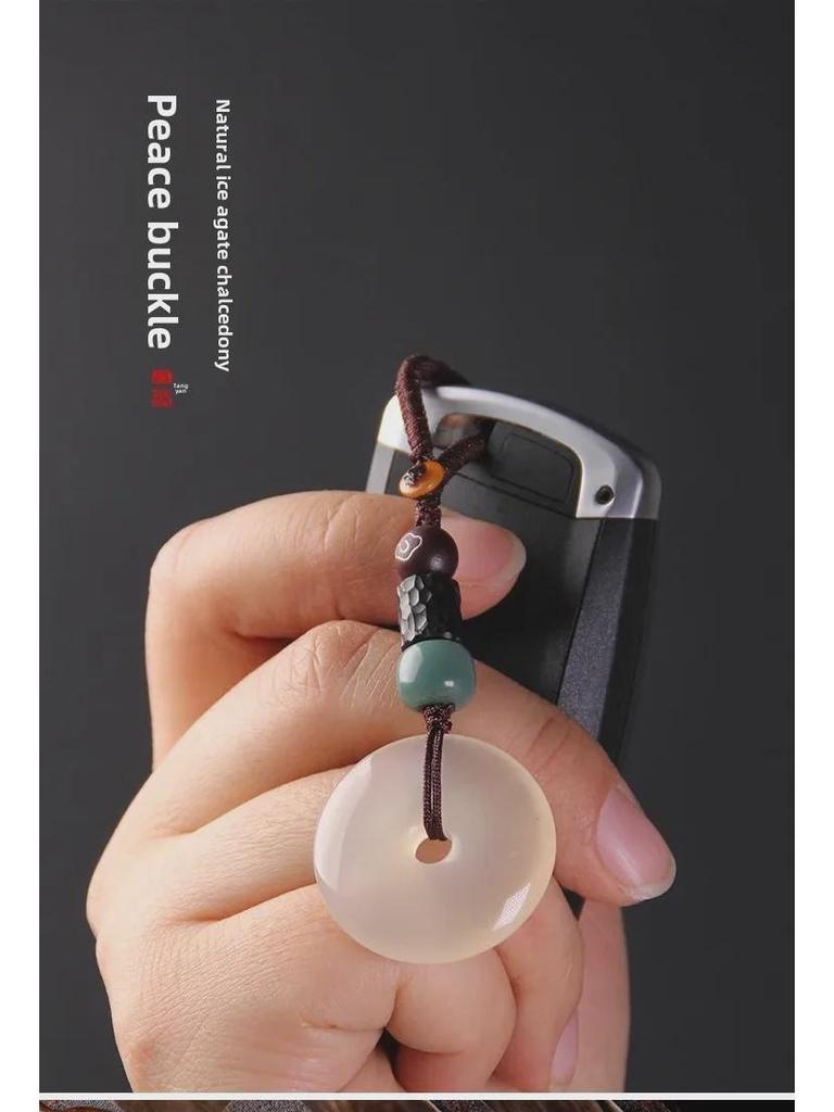 Naturlig Isagat Kalcedon Fredsspänne Hänge Nyckelring - Unisex Accessoar i Antik Stil