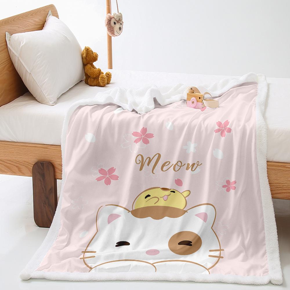 Cartoon Animal 2D Digital Printing Thickened Lamb Fleece Crystal Fleece Blanket