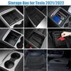For Tesla Model 3 Highland 2025 Model Y 2021-2025 Center Armrest Hidden Storage Box Cup Holder Console Organizer Box Accessories