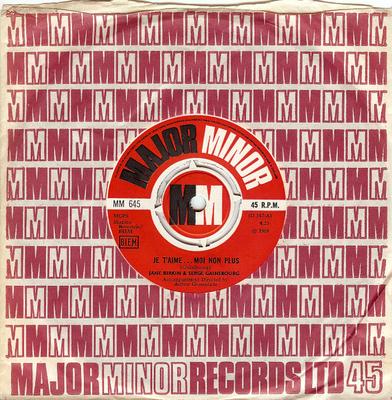 7inch Record JANE BIRKIN & SERGE GAINSBOURG - Je T'aime...Moi Non Plus MM645 Major Minor 1969 UK Pop Used
