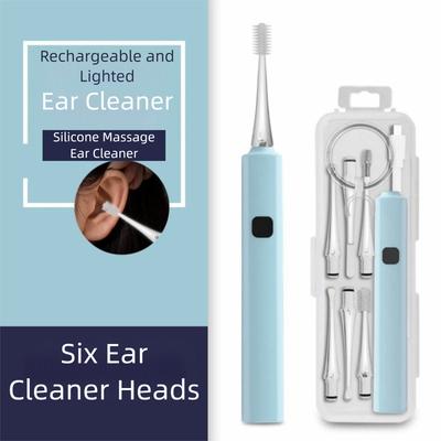 LED Light Baby Ear Cleaner 360 Degree Rotating USB Charging Luminous Ear Spoon Set Soft with Magnifying Luminous Ear Curette