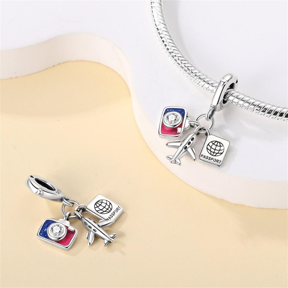 Charm Beads Travel Plane Camera Luggage DIY Jewelry Accessories Bracelet