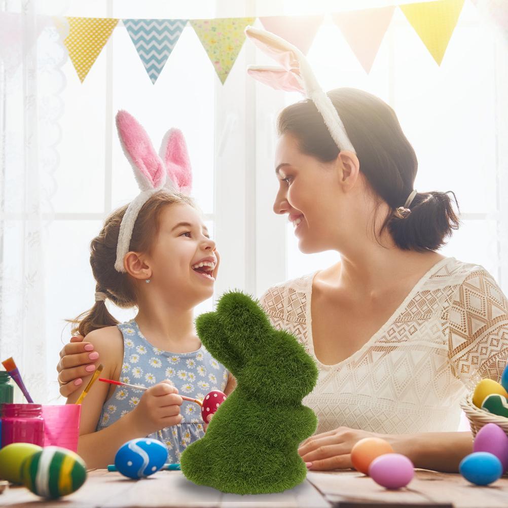 Artificial Moss Bunny Garden Statues Ornaments Durable Lightweight Artificial Animal Ornament for