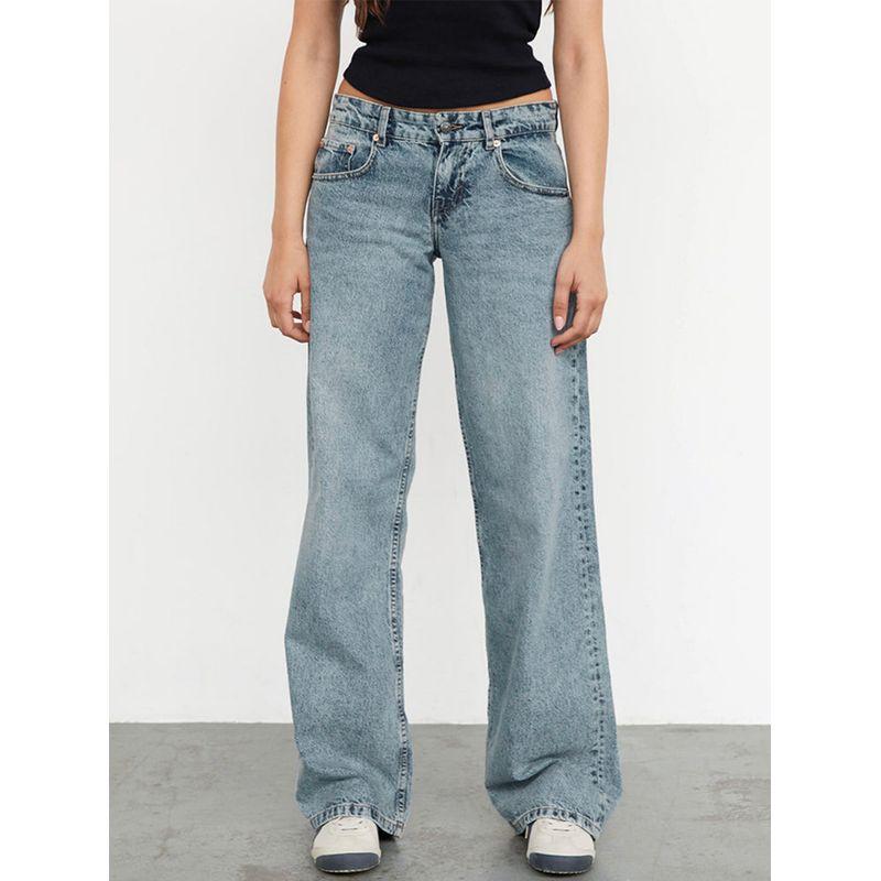 

Casual Straight Jeans Autumn High Quality Fashion Ladies New Tide Straight-leg Casual Denim Retro Blue M