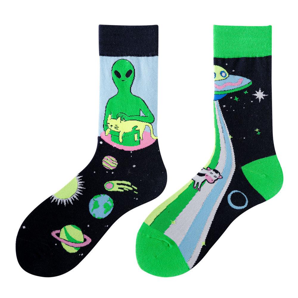 SMLSOX Summer Asymmetrical Mandarin Duck Couple Mid-Calf Colorful Christmas Cotton Fashion Socks