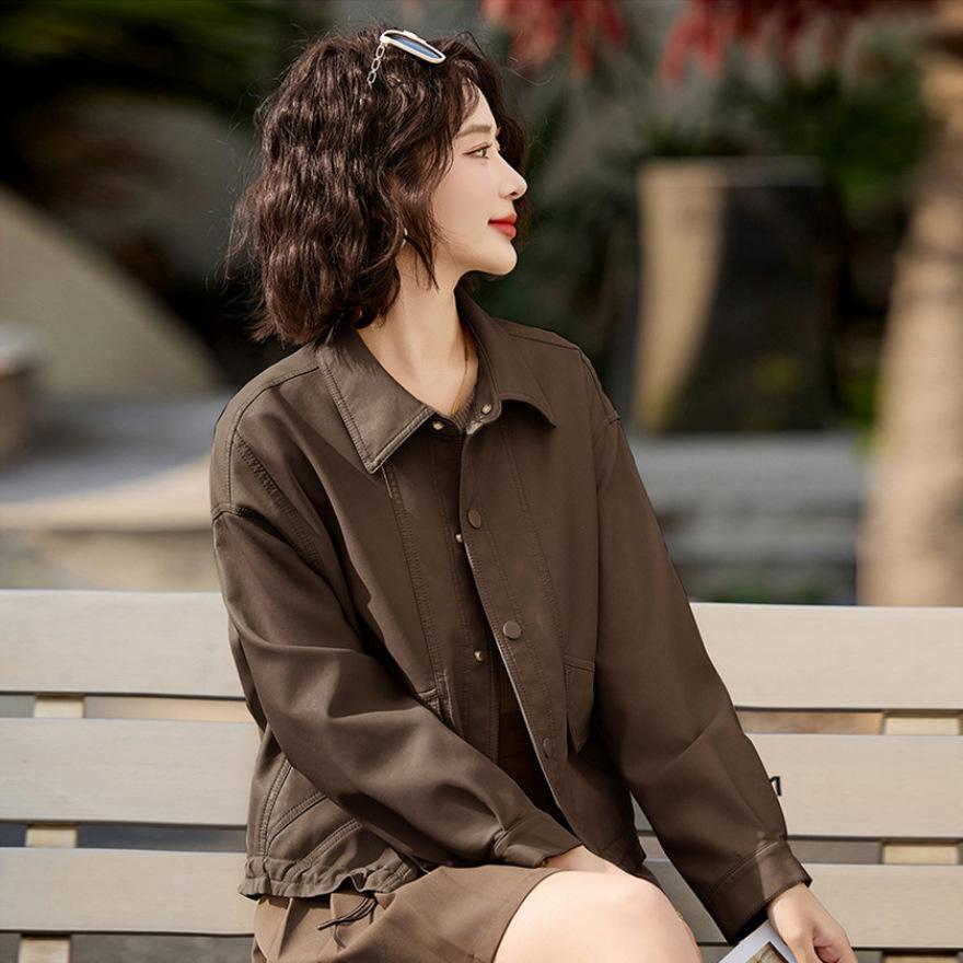 Fashion leather jacket women's short spring and autumn new popular beautiful top casual loose motorcycle jacket