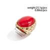 Salircon Vintage Chunky Red Color Geometric Oval Wide Rings Women Trend Personality Handmade Finger Ring Party Accessory Jewelry