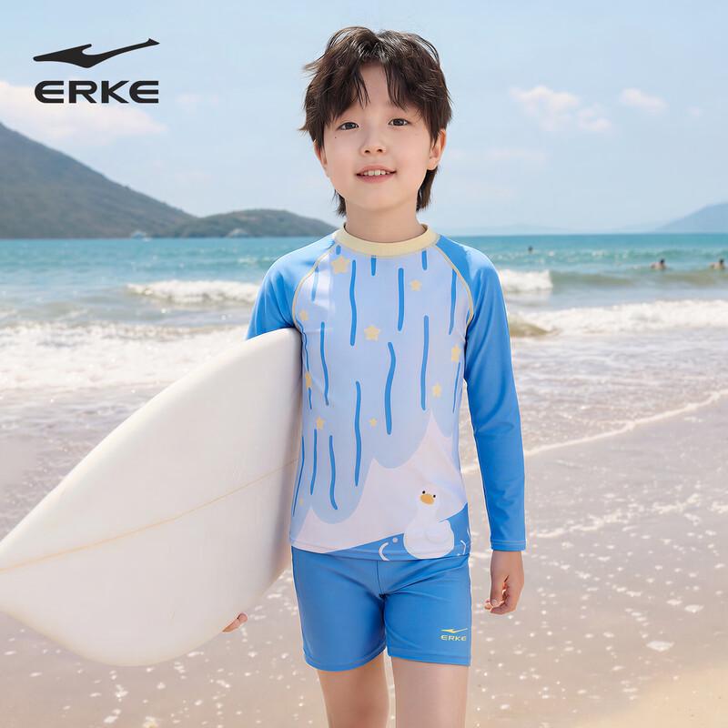 ERKE Boys  Long-Sleeve Rash Guard & Shorts Swimsuit Set 120