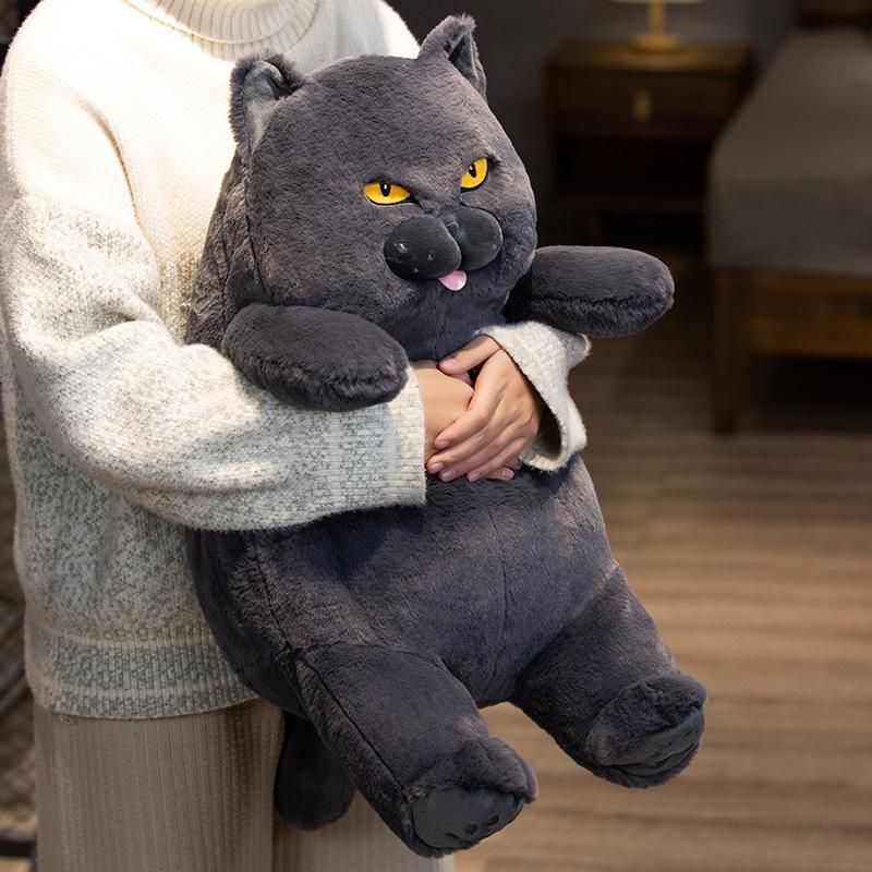 New 1pc 58cm Huggable Fat Cat Plush Stuffed Animals Toy Lifelike Black Cat Toy For Boys And Girls Children Xmas Birthday Gift