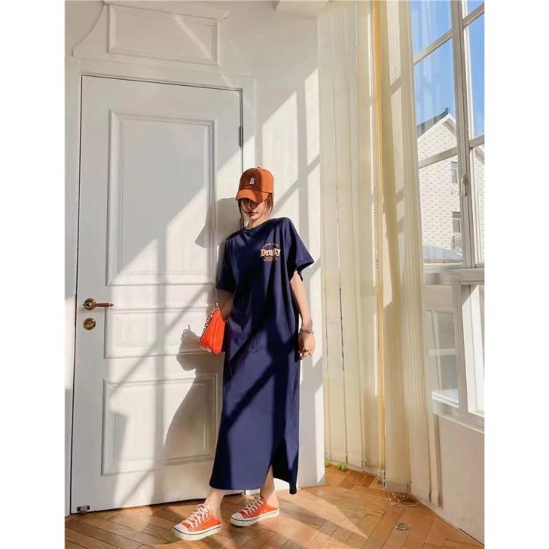 Women's Fashion Summer Spring 1/2 Sleeves O-Neck Loose Waistline Casual Dresses