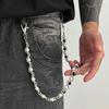 Ingemark Hip-Hop Imitation Perlen Hosen Jeans Schlüsselanhänger Ring Clip Herren Trendig Kreativ Metall Handgefertigt Perlen Taille Kette Schmuck
