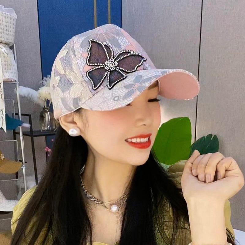 

Летняя женская кружевная бейсболка с бантом из водяных бриллиантов, сетчатая, дышащая, солнцезащитная и солнцезатеняющая, кепка с козырьком one size