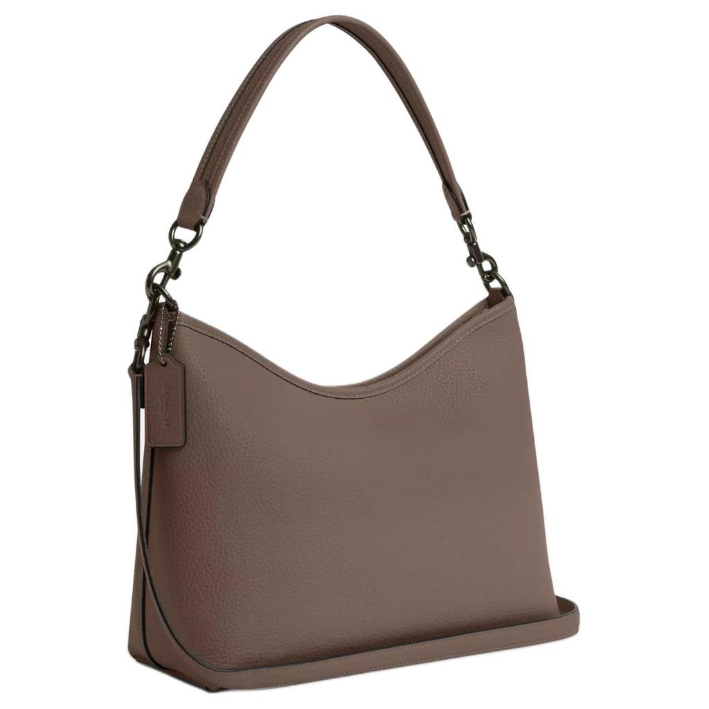 Coach Laurel 31 Logo Zip Closure Pebble Leather Tote Crossbody Shoulder Bag Large Women bags Dark-Stone CR148-QBCBD