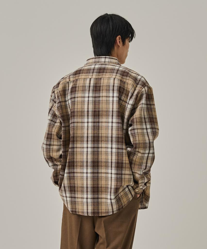 ANALOG MOOD Flannel Semi-Check Shirt (Brown)