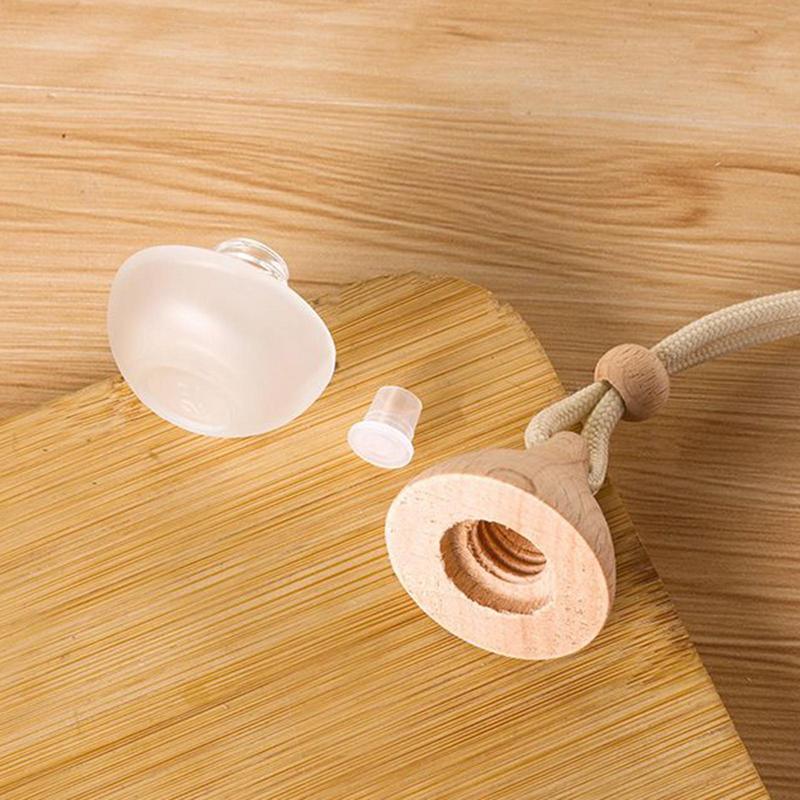 Empty Car Air Freshener Pendant Perfume Glass Bottle With Wooden Caps Refillable Car Essential Oil Diffuser Bottle
