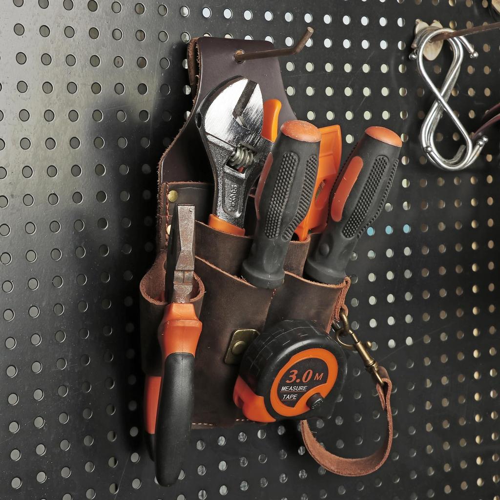 TOURBON Leather Tool Compact Design Bag, Multi-Purpose Pocket,