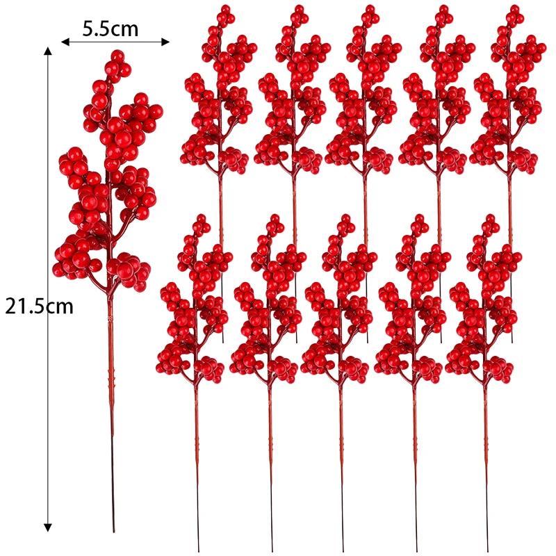 

100/1 шт. Рождественская искусственная ветка с ягодами, красная ветка остролиста, гирлянда, сделай сам, цветы, растение, новогоднее украшение для дома 5pcs красный